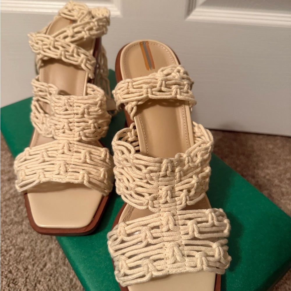 Sam Edelman Cream Woven Slide Sandals